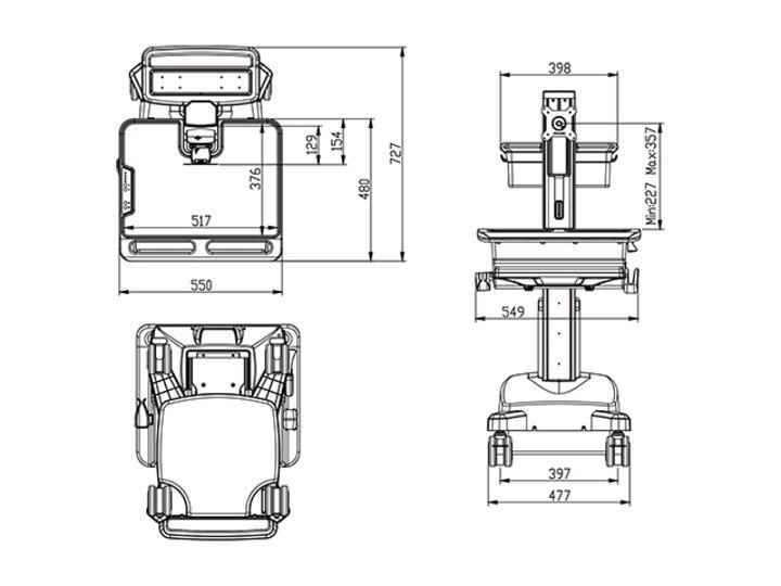 M Universal Workstation Cart DT UPS