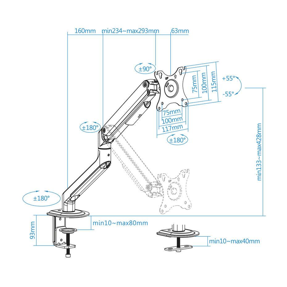 Suporte de Mesa para Ecrãs de 17-32 DB4032TNR-W