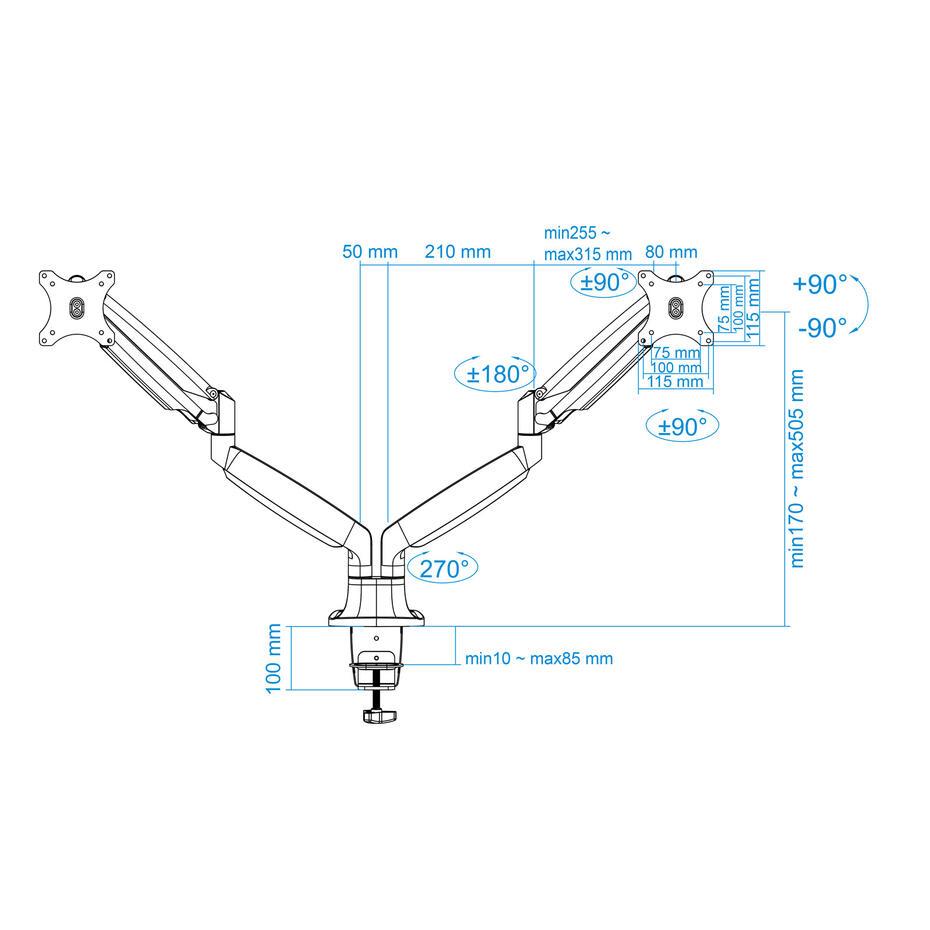 Suporte de Mesa para 2 Ecrãs de 13-32 DB3132TNR-S