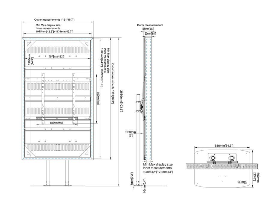 Suporte Display M Pro Series Enclosure 86 Floorbase Dual Pole