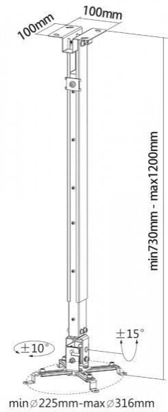 Suporte Teto para Projetor Tapa 70-120 Branco
