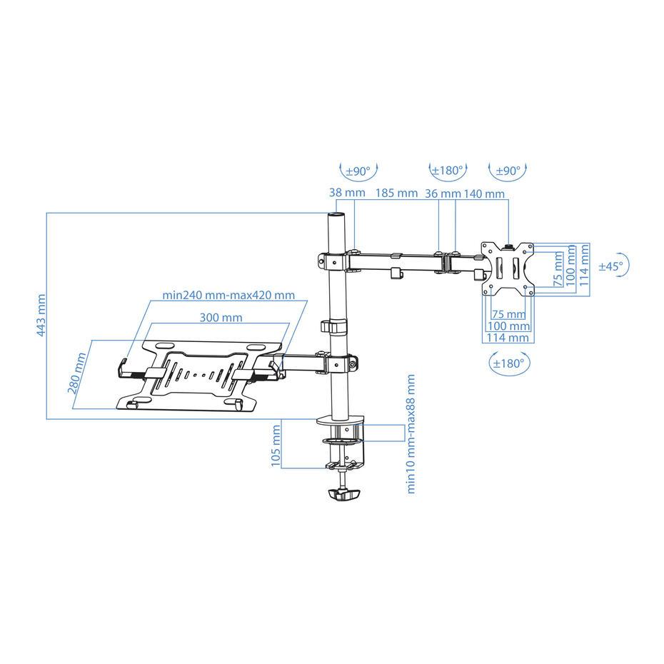 Suporte de Mesa para Ecrã de 13-32 e Portátil DB1200TN-B