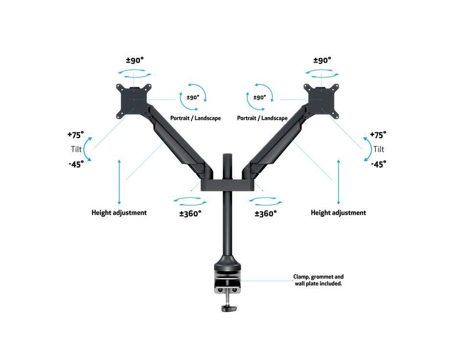 M VESA Gas Lift Arm Dual