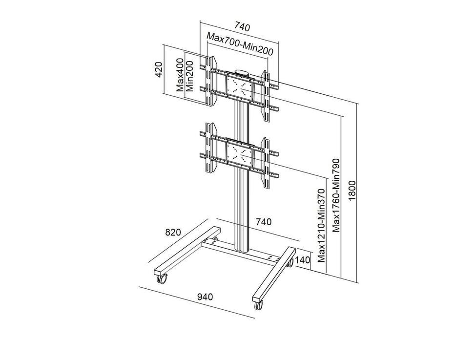 M Display Stand 180 Dual Vertical Black
