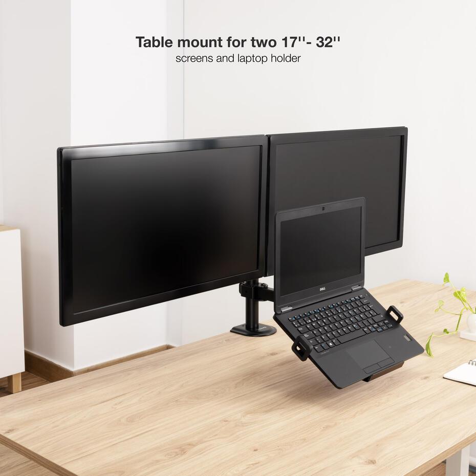 Suporte de Mesa para 2 Ecrãs de 17-32 e Portátil DB1202TN-B