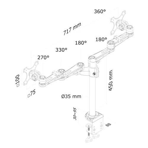 Suporte de mesa FPMA-D935D para monitores 10-27