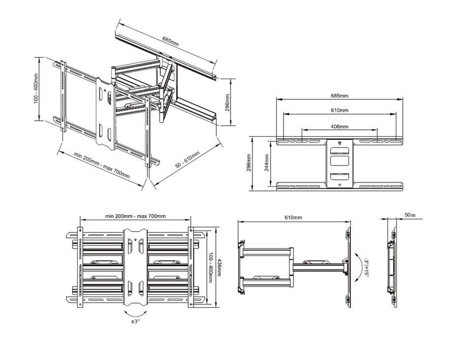 Suporte TV 55-85 M Universal Flexarm Pro