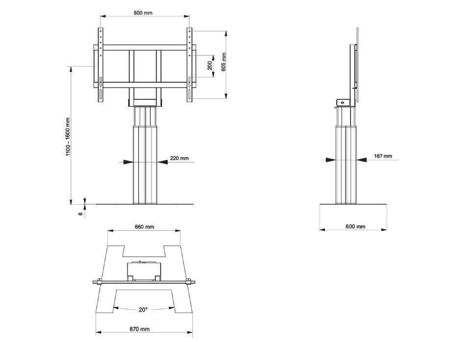 Suporte motorizado M Public Floorbase 160kg Black SD