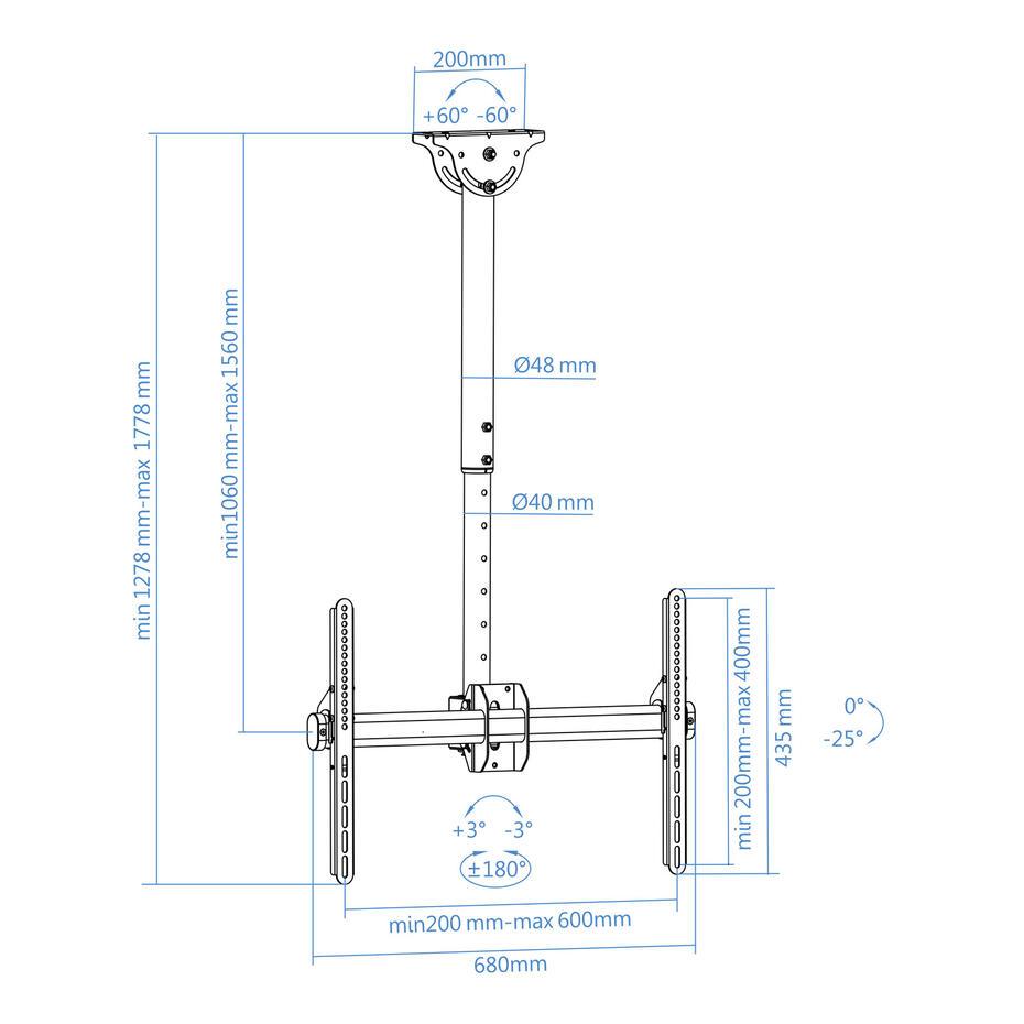 Suporte de Teto para ecrãs de 37-70 LPCE1170TSLI-B