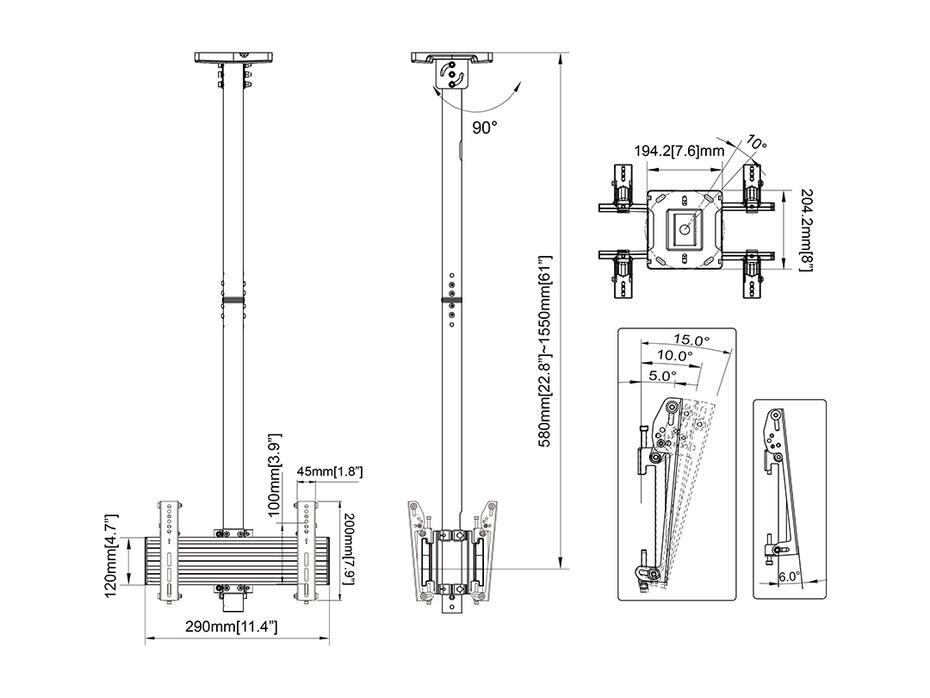 Suporte de teto Pro MBC1UX2 VESA 200
