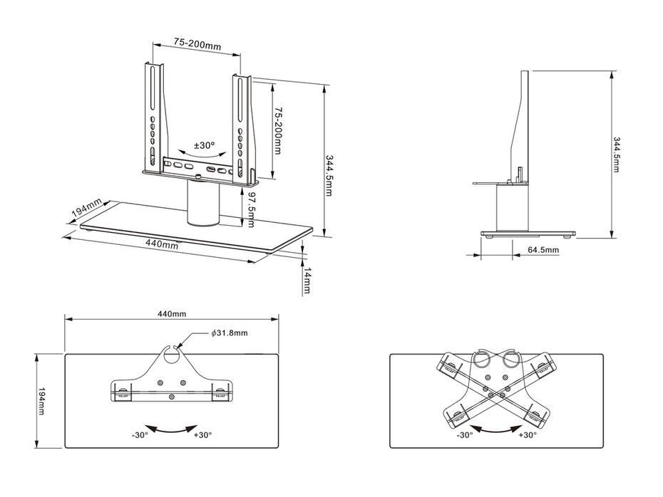 M VESA Tablestand Turn Small 200X200