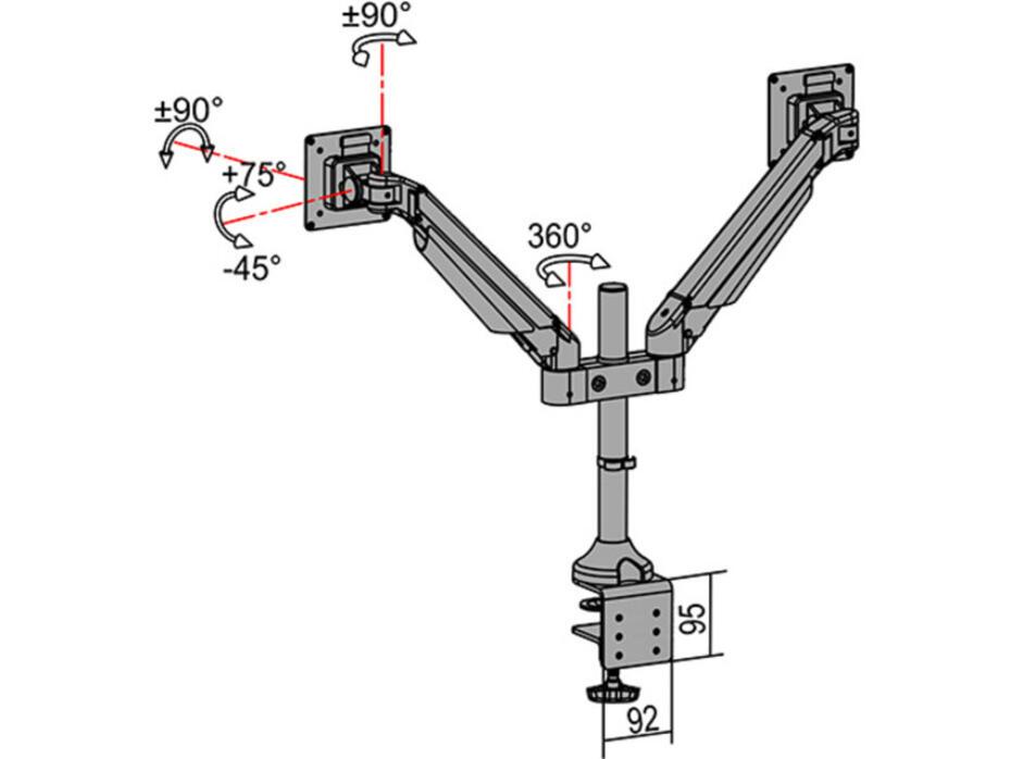 M VESA Gas Lift Arm Dual
