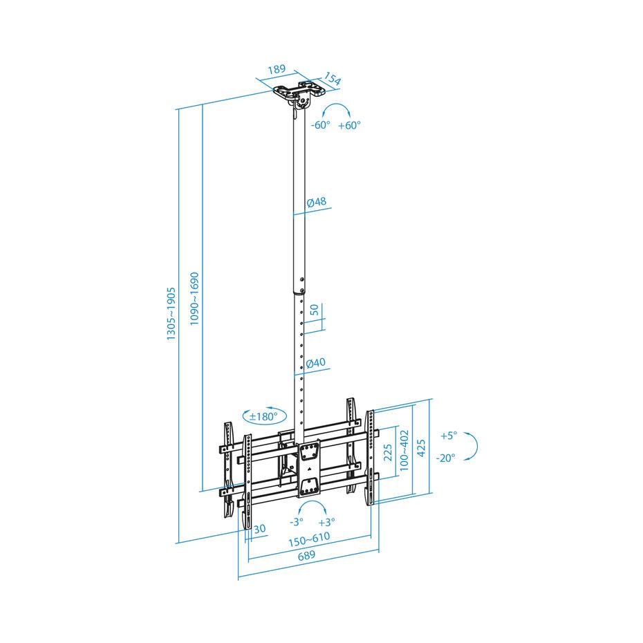 Suporte de Teto para 2 Ecrãs de 43-86 LPCE2286TSLI-XL-B