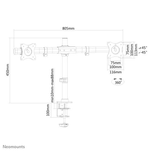 Suporte de mesa FPMA-DCB100DBLACK para monitores 10-27
