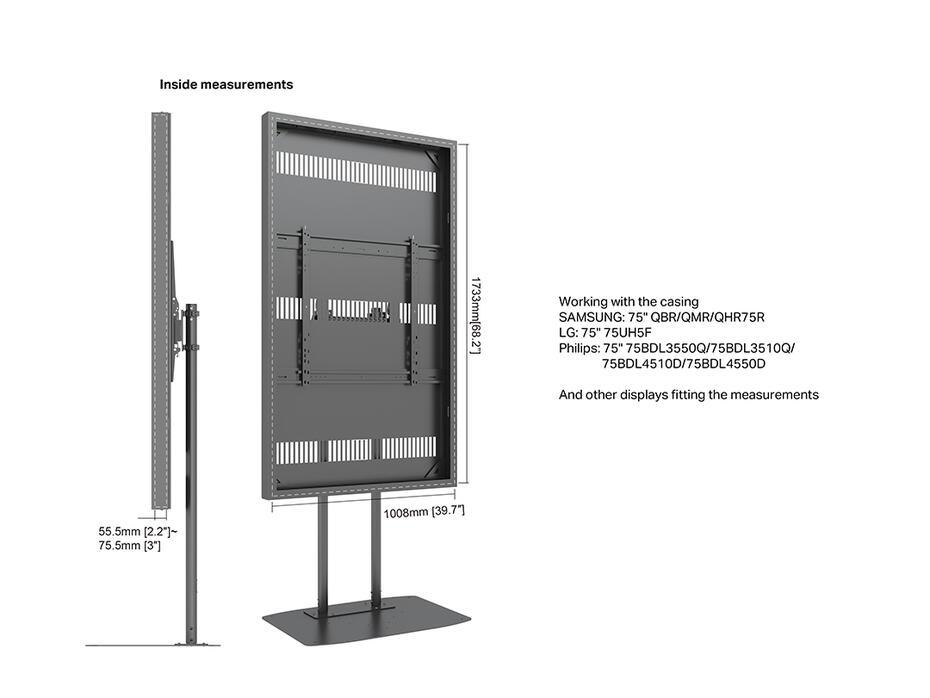 Suporte Display M Pro Series Enclosure 75 Floorbase Dual Pole