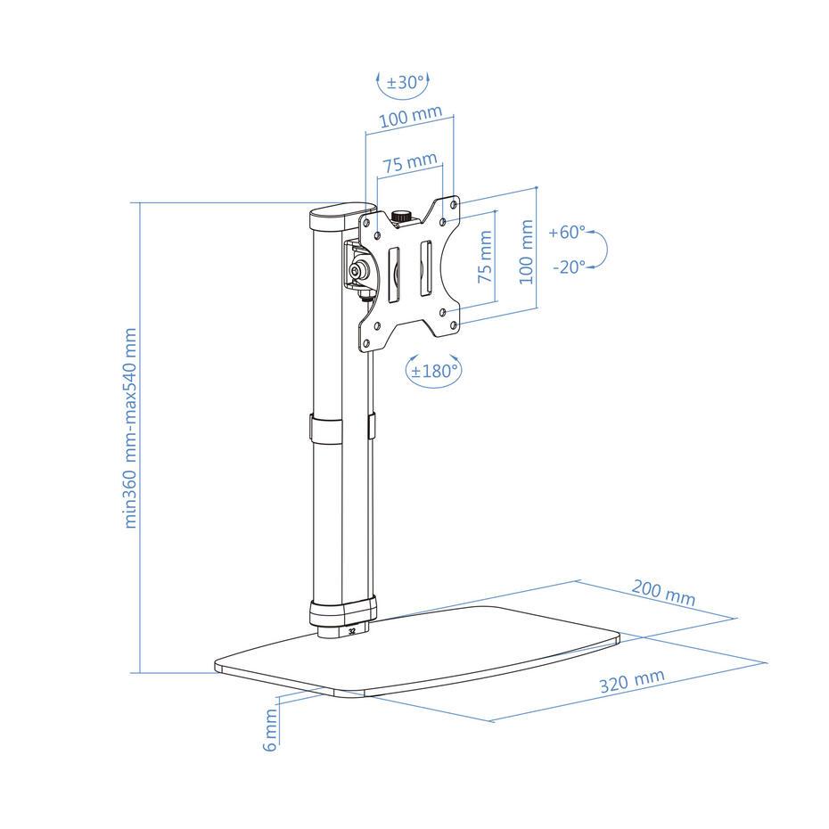 Suporte de Mesa para Ecrãs de 17-27 DB1127TN-W