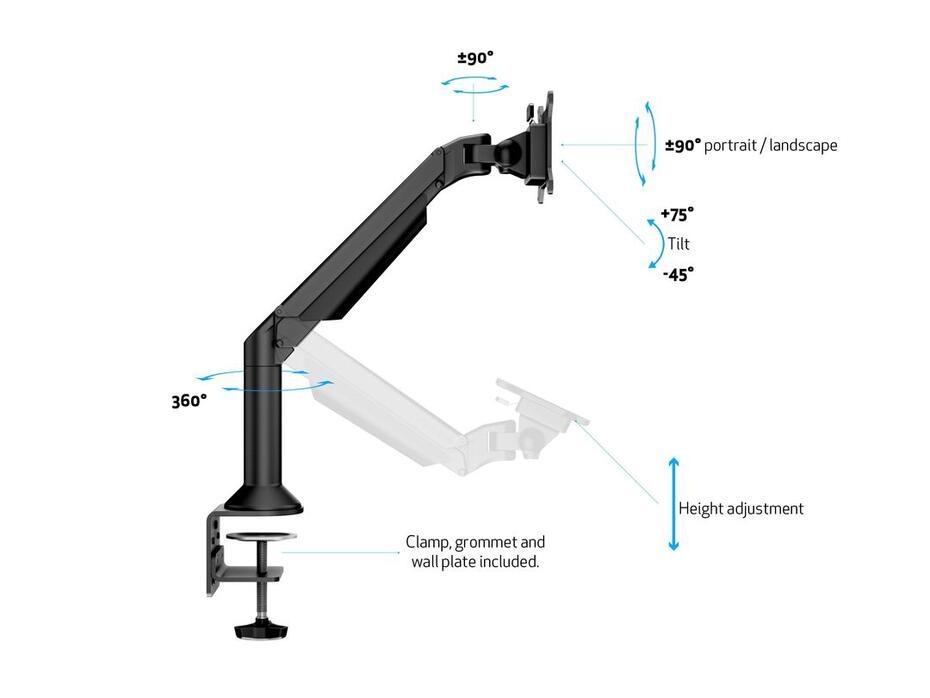 M VESA Gas Lift Arm or Wall Basic