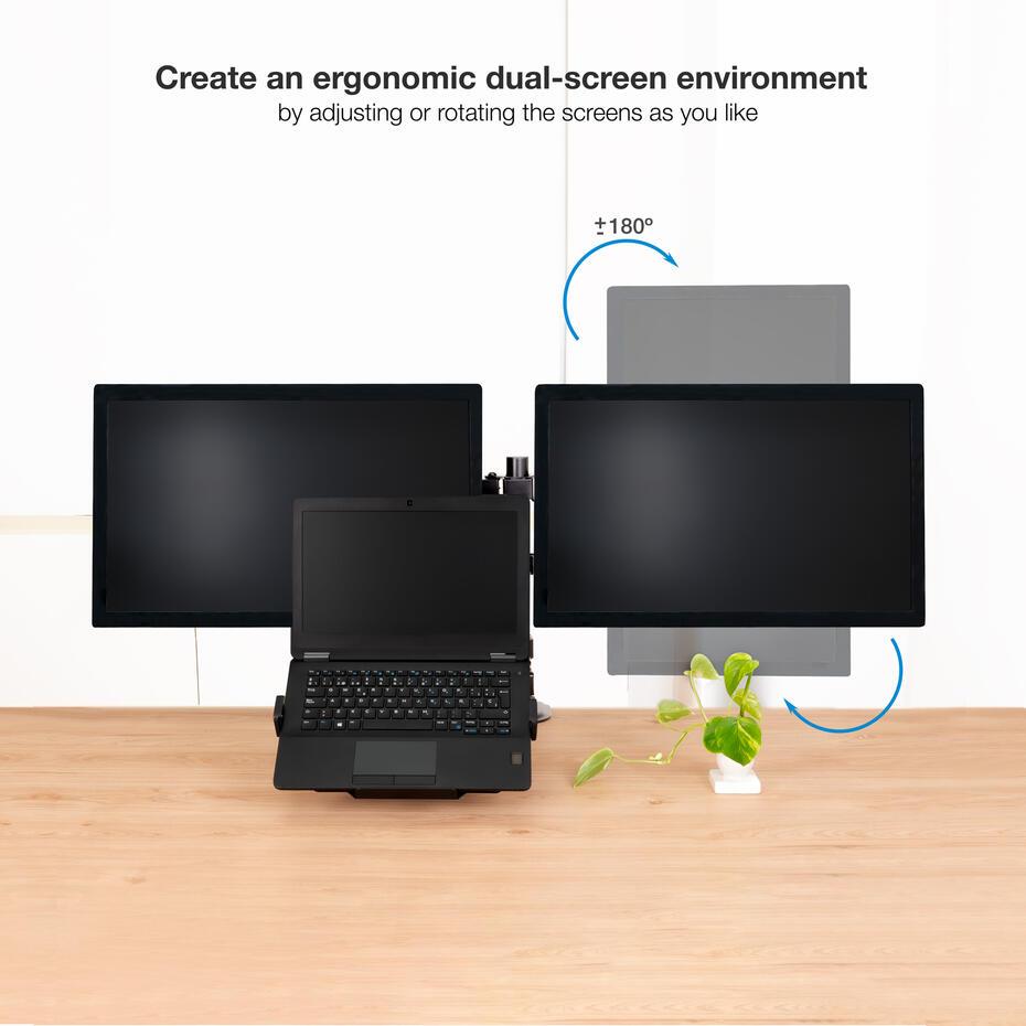 Suporte de Mesa para 2 Ecrãs de 17-32 e Portátil DB1202TN-B