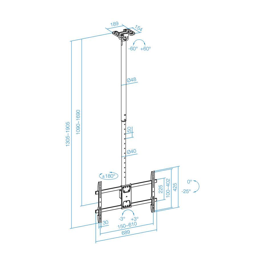 Suporte de Teto para Ecrãs de 43-86 LPCE1186TSLI-XL-B