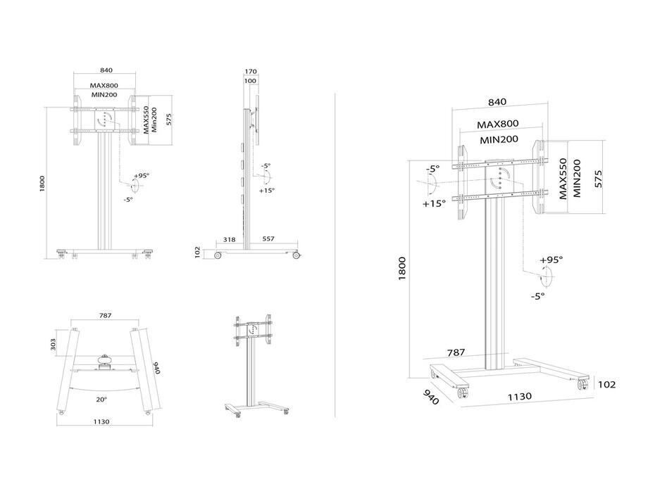 M Public Display Stand 180 HD Single Black