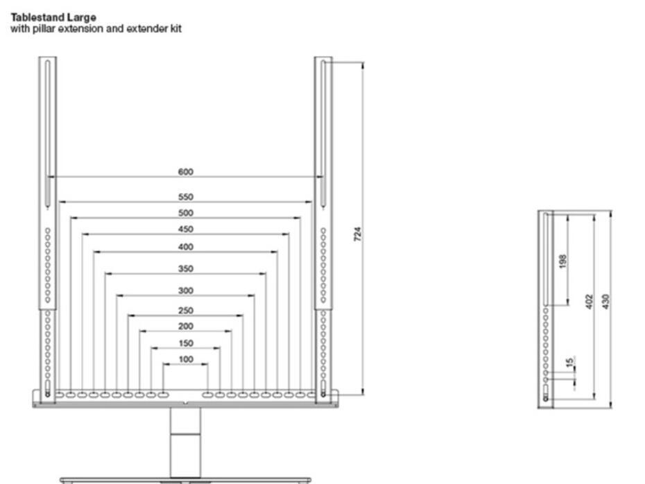 M VESA Extender kit Turn & Motorized Tablestand 600x700