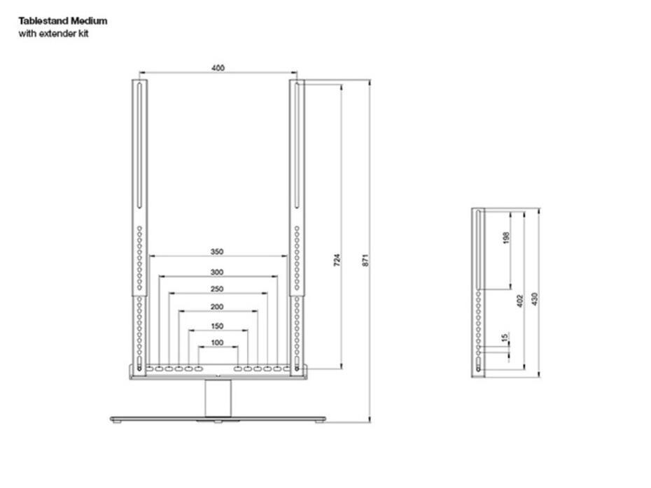 M VESA Extender kit Turn & Motorized Tablestand 600x700