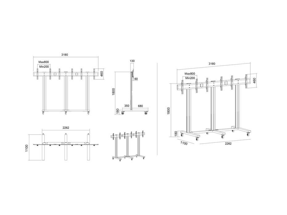 M Public Video Wall Stand 3-screens 40-55