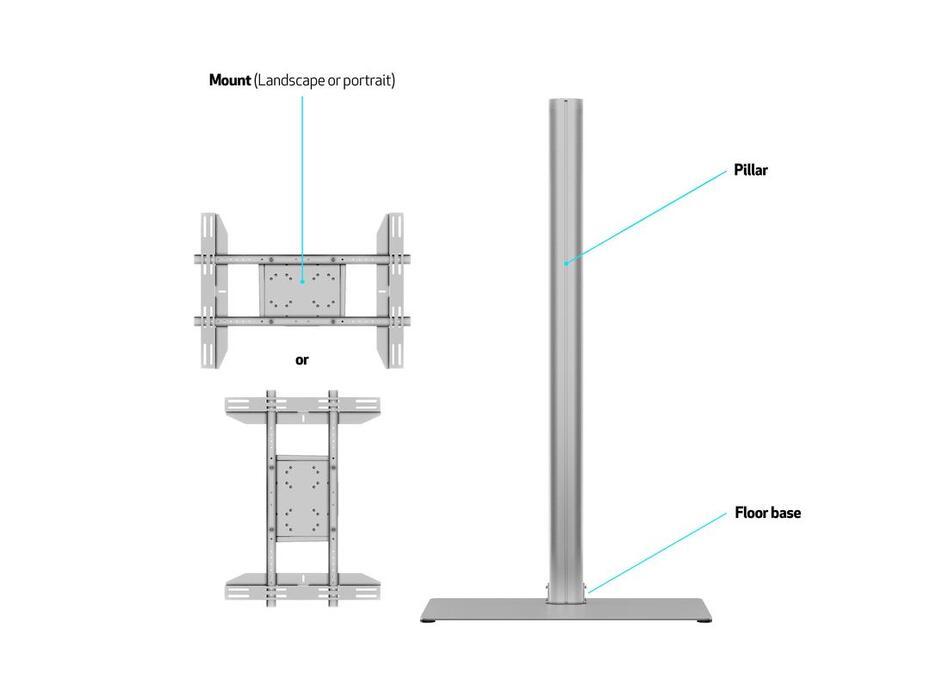 M Display Stand 180 Single Silver Floorbas