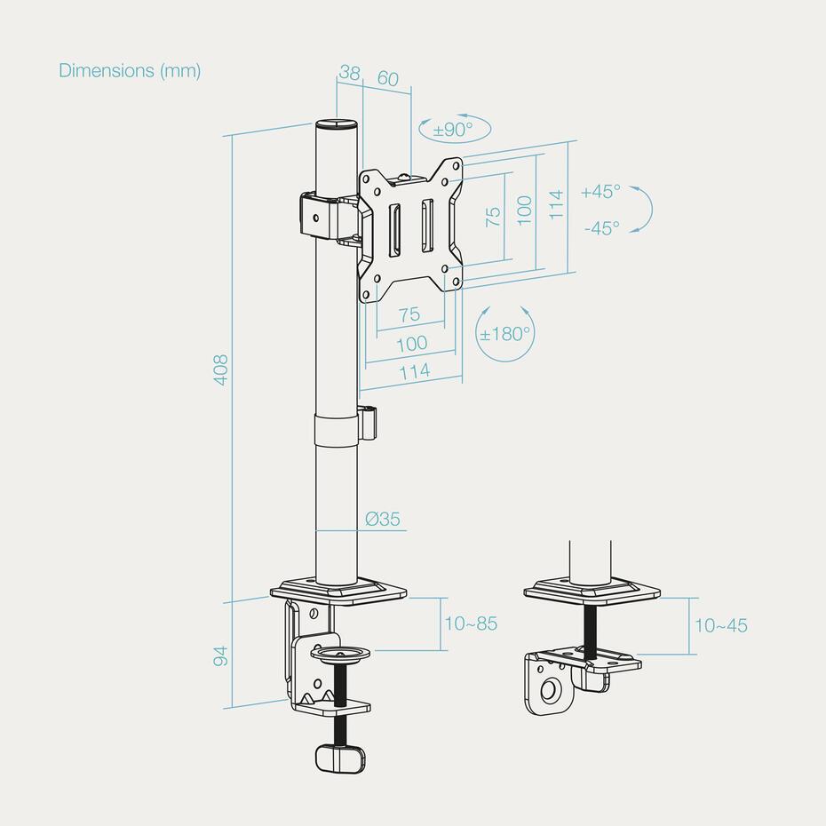 Suporte de Mesa para Ecrãs 17-32 DB1130TN-B
