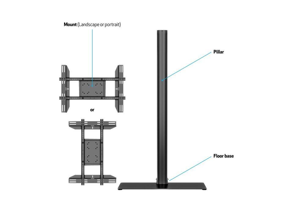 M Display Stand 180 Single Black Floorbase