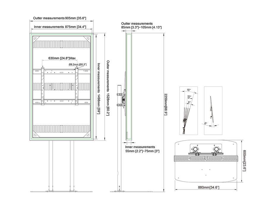 Suporte Display M Pro Series Enclosure 65 Floorbase Dual Pole