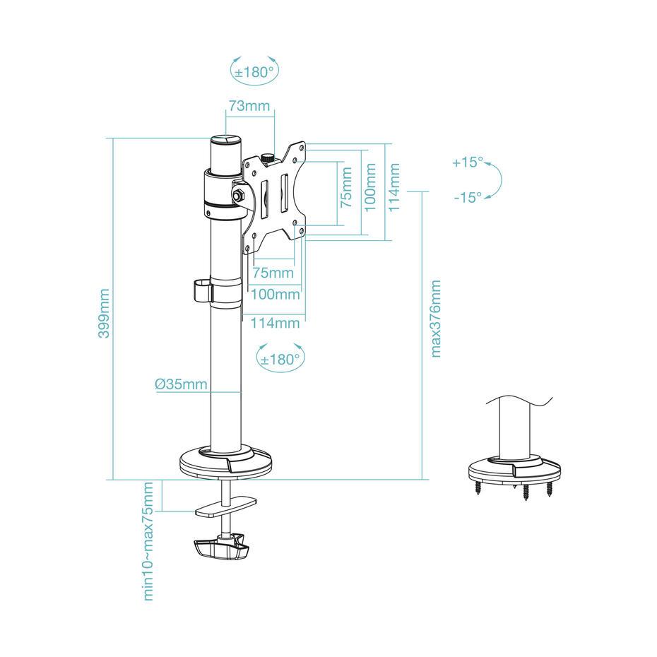 Suporte de Mesa para Ecrãs 17-32 DB1131TN-B