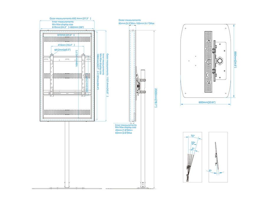 Suporte Display M Pro Series Enclosure 49 Floorbase