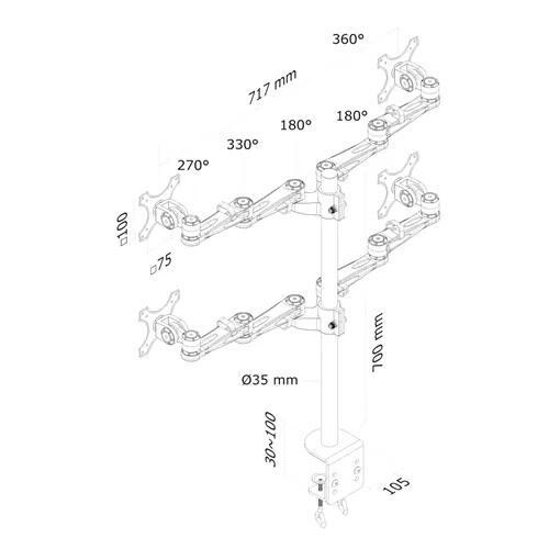Suporte de mesa FPMA-D935D4 para monitores 10-27