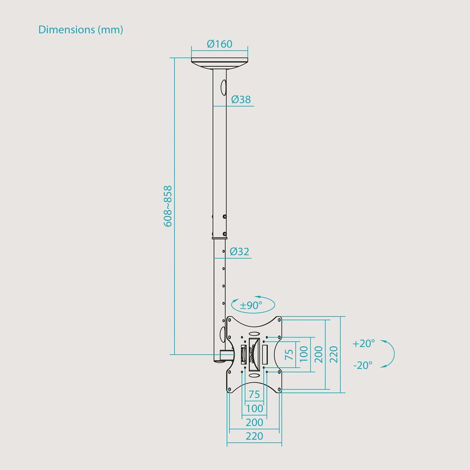 Suporte de Teto para Ecrãs 23-42 LPCE2301TSLI-B