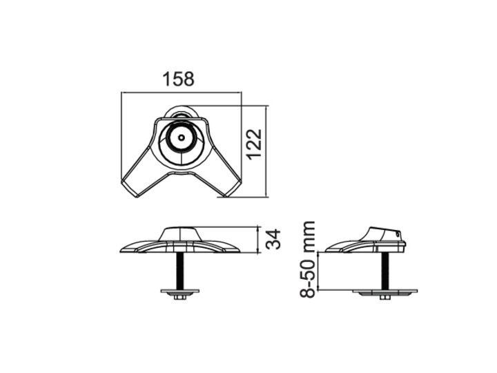 M Deskt Single / Dual / Triple Stand Grommet Base