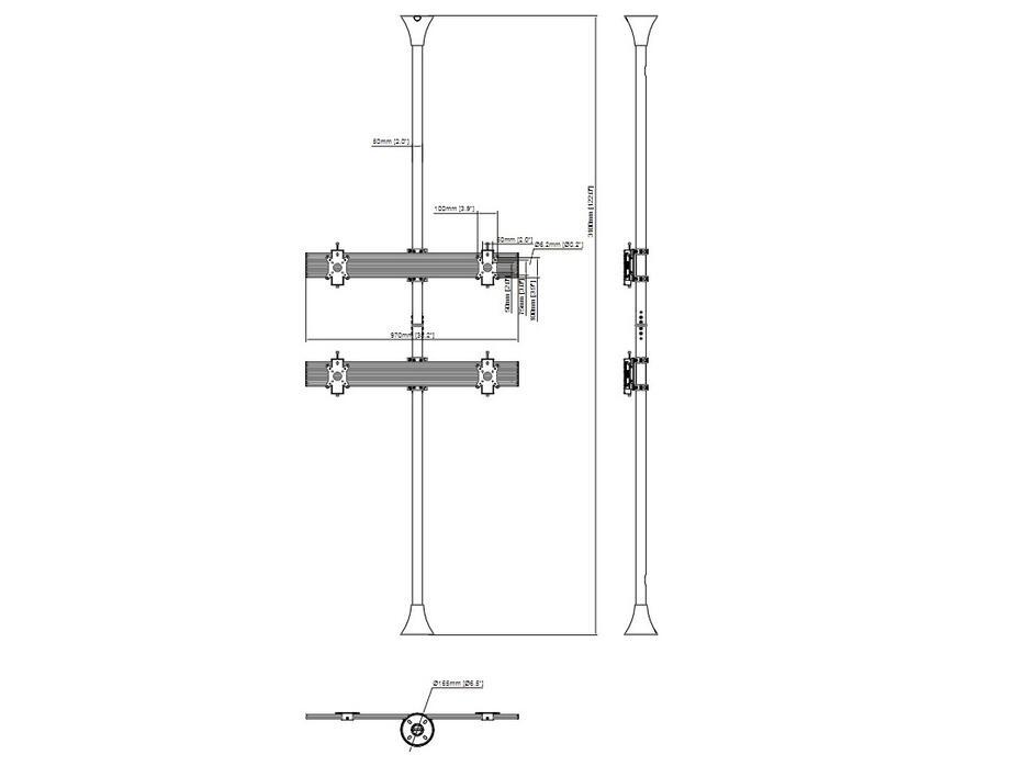 Suporte de chão ao teto Pro MBFC2X2U-F100