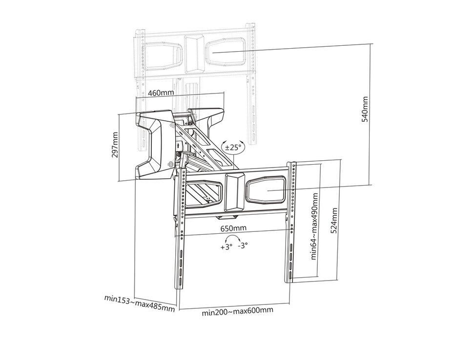 M Motorized Pull Down Full Motion Flexarm 37-70