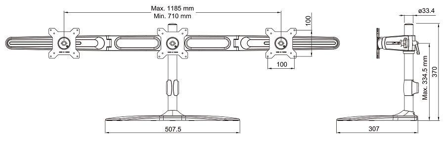 M VESA Desk Triple Stand 15-24